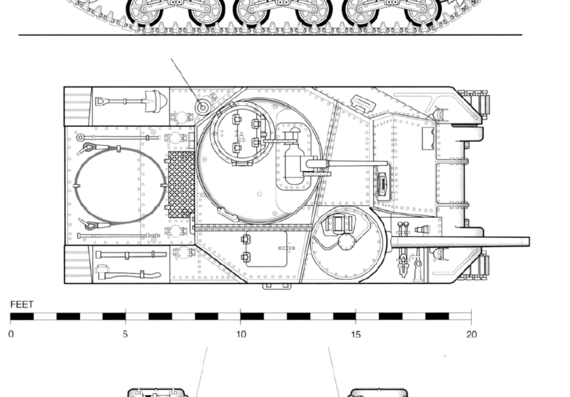 M3 Lee 75mm tank [M3 Gun] - drawings, dimensions, figures